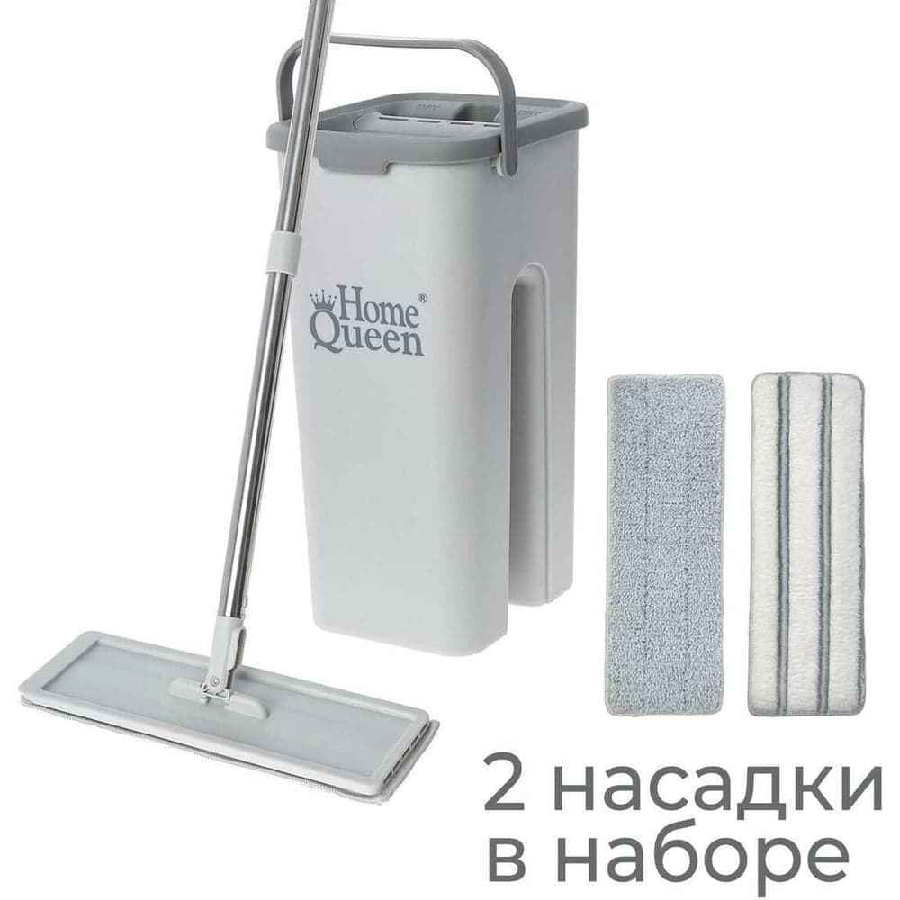 Швабра плоская с ведром для отжима HomeQueen "Компакт 2.0", Home Queen /6/1 75648