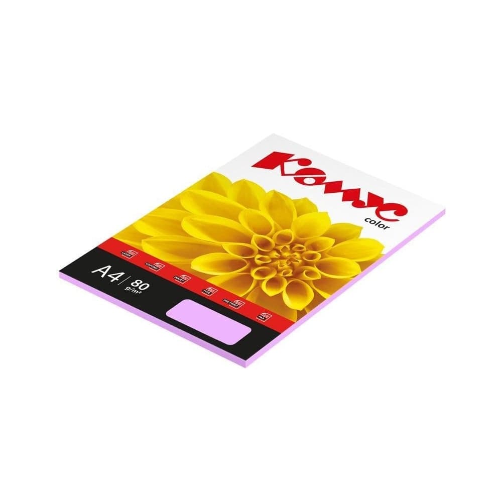 Бумага цветная Комус Color (лаванда пастель), 80г, А4, 50 л. 619939