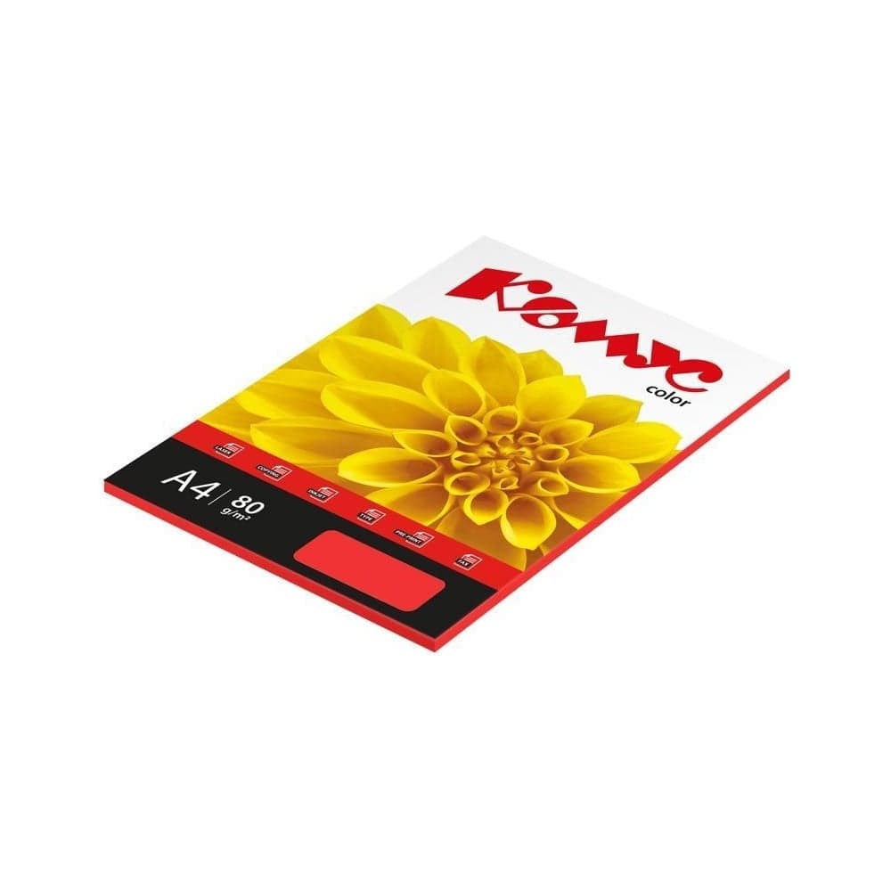 Бумага цветная Комус Color (красный интенсив), 80г, А4, 50 л. 619957