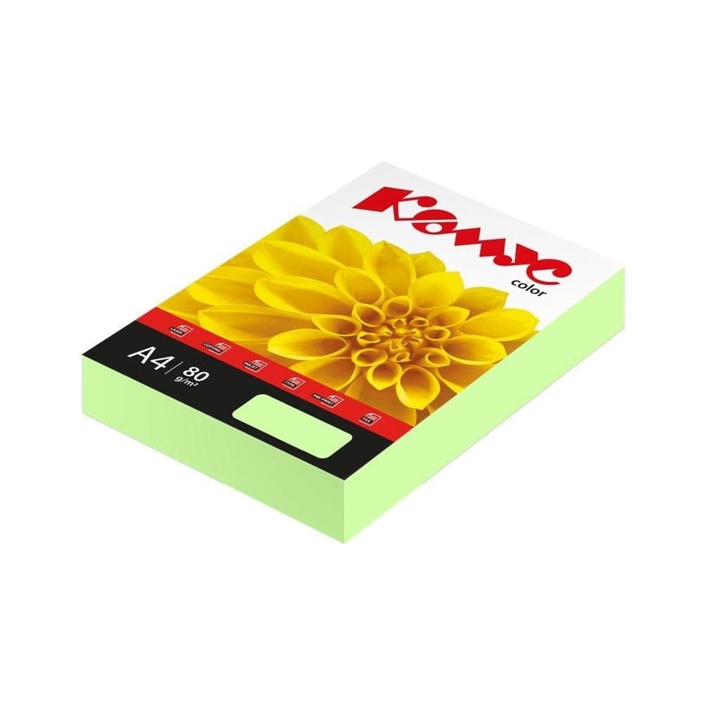 Бумага цветная Комус Color (зеленая пастель), 80г, А4, 500 л. 619953