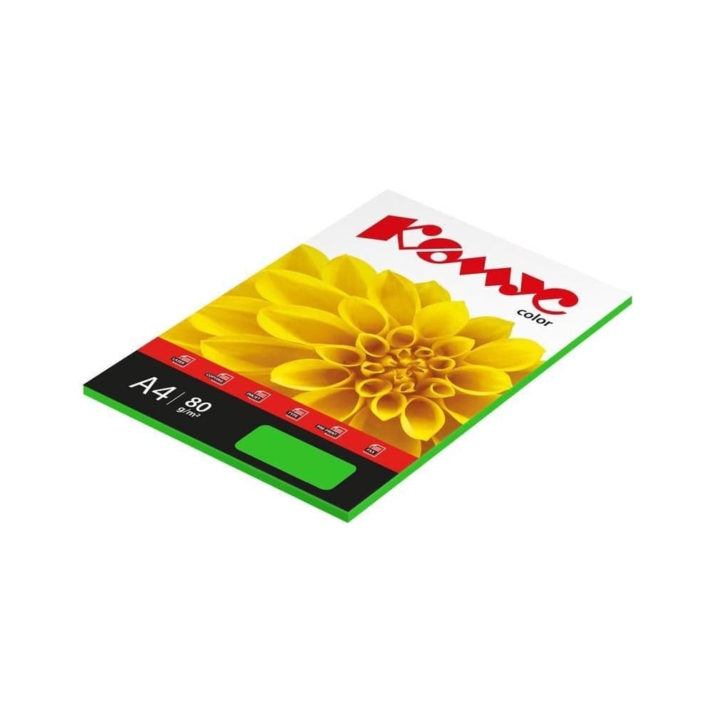 Бумага цветная Комус Color (зеленый интенсив), 80г, А4, 50 л. 619972