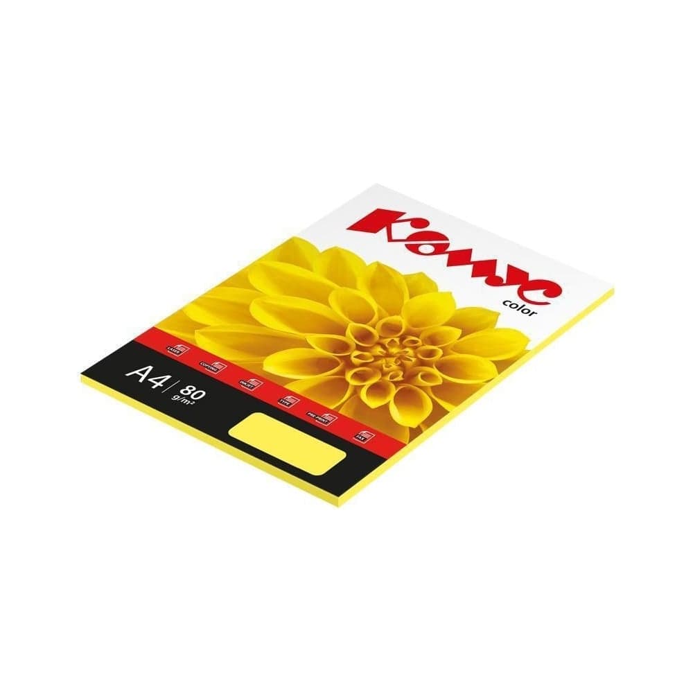 Бумага цветная Комус Color (желтая пастель), 80г, А4, 50 л. 619927