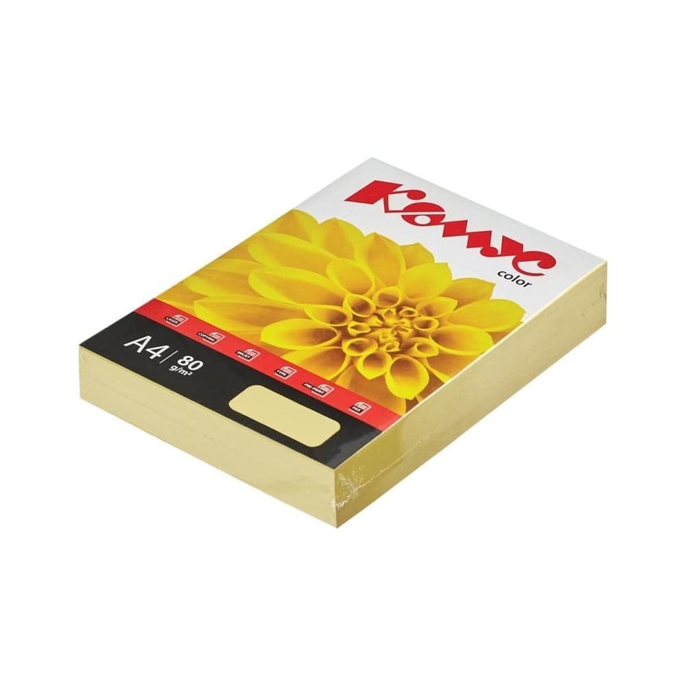 Бумага цветная Комус Color (желтая пастель), 80г, А4, 500 л. 619929