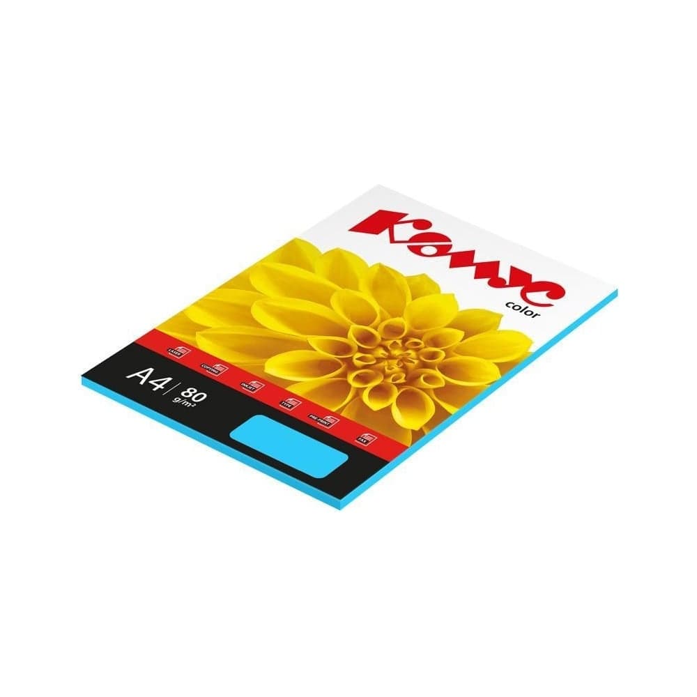 Бумага цветная Комус Color (голубой интенсив), 80г, А4, 50 л. 619969