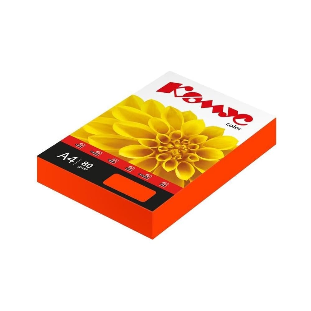 Бумага цветная Комус Color (шафран интенсив), 80г, А4, 500 л. 619956