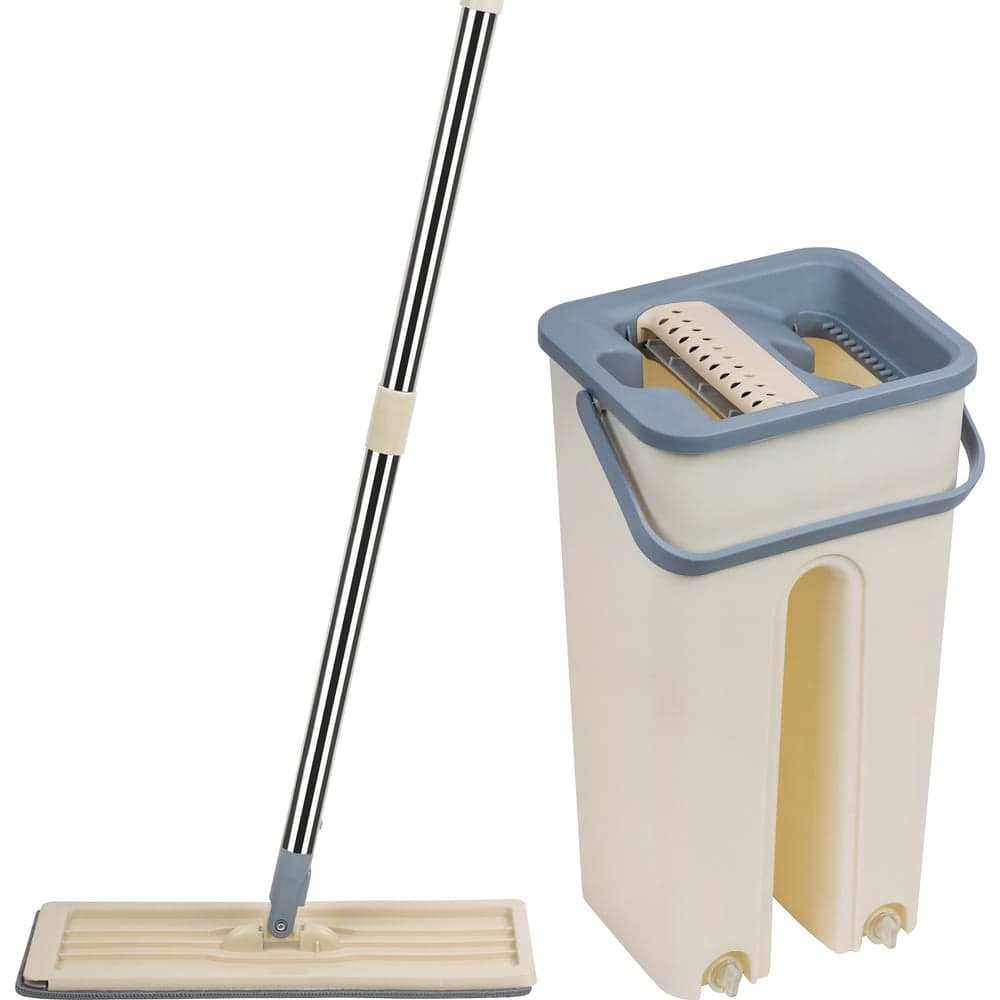Швабра для пола с насадкой из микрофибры и ведром Рыжий кот clean hands beige 310486