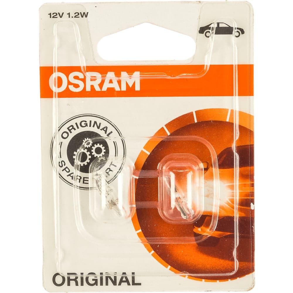 Автолампа W1.2W W2 4.6d 2 штуки 12В 1.10 2721-02B 2721-2BL Osram 752058