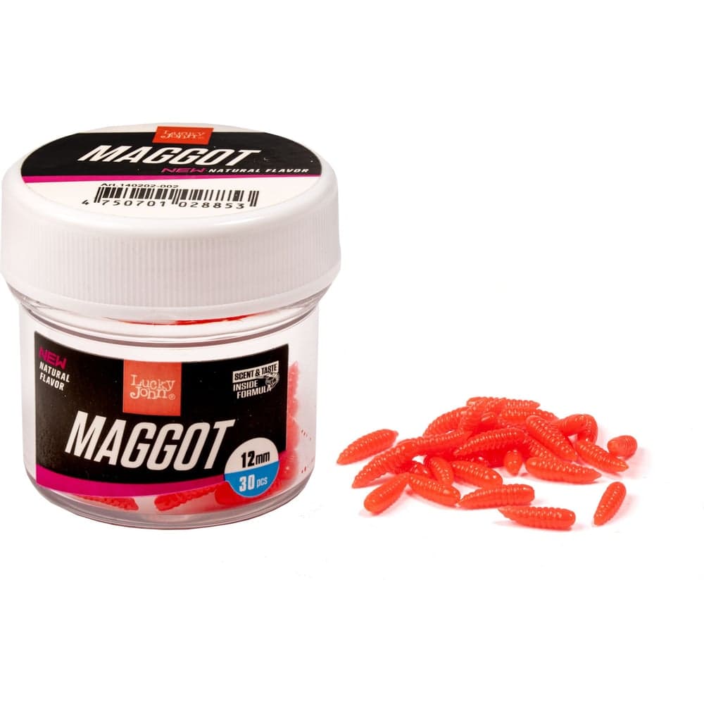 Искусственные съедобные насадки Lucky John LJ Pro Series MAGGOT RED опарыш, 12мм, 30шт 140202-002