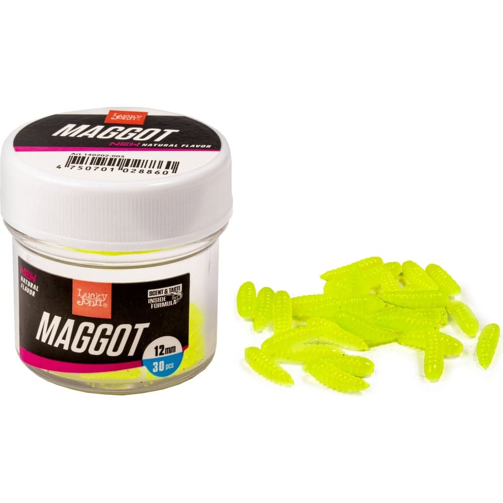 Искусственные съедобные насадки Lucky John LJ Pro Series MAGGOT GREEN опарыш, 12мм, 30шт 140202-003