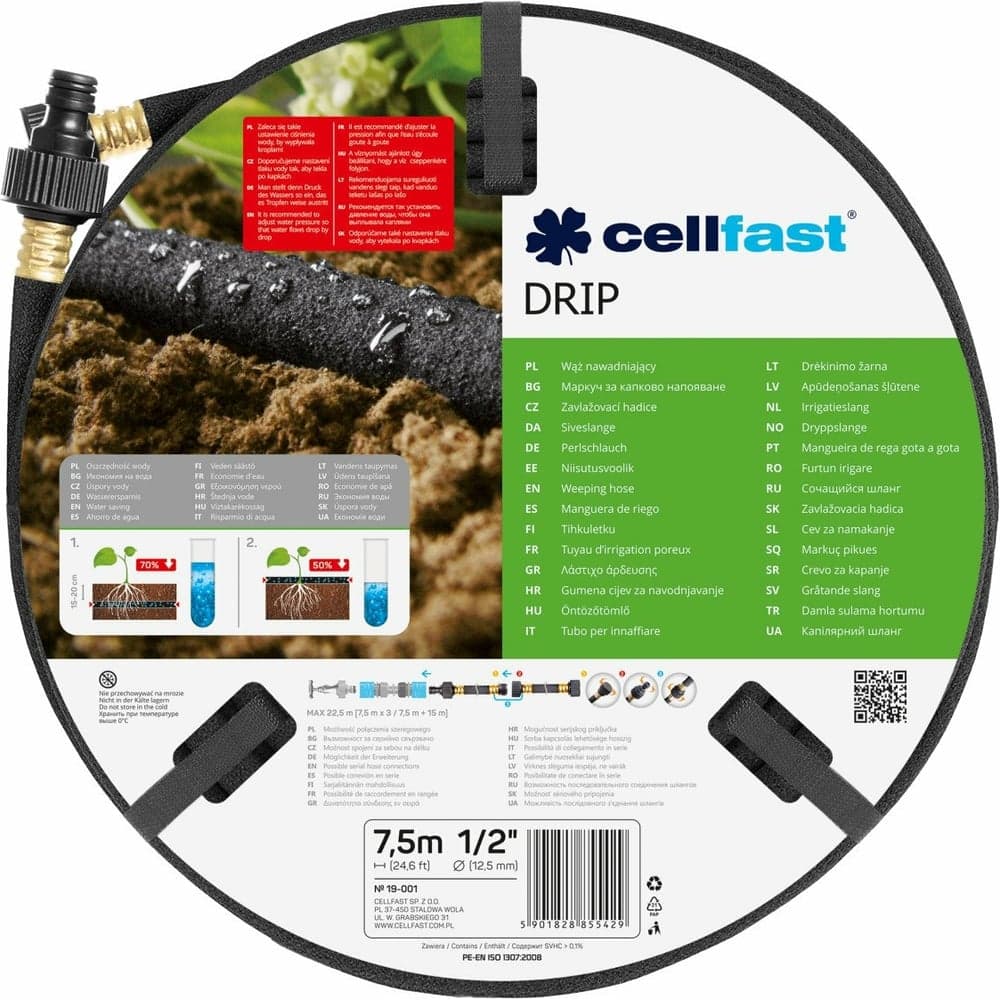 Сочащийся шланг Cellfast DRIP 1/2'' 7,5 м 19-001