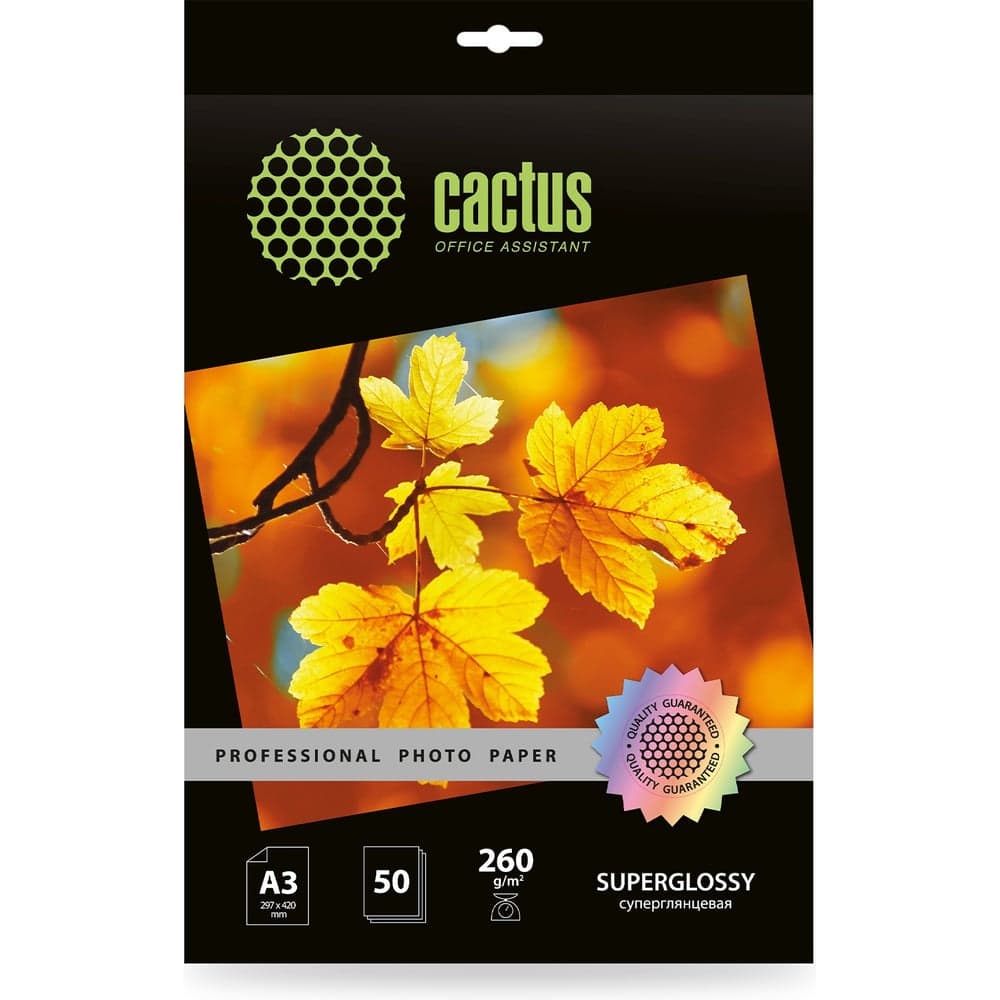 Фотобумага CACTUS Prof CS-HGA326050 A3, 260 г/м2, 50 листов, белый глянцевое для струйной печати 1915192