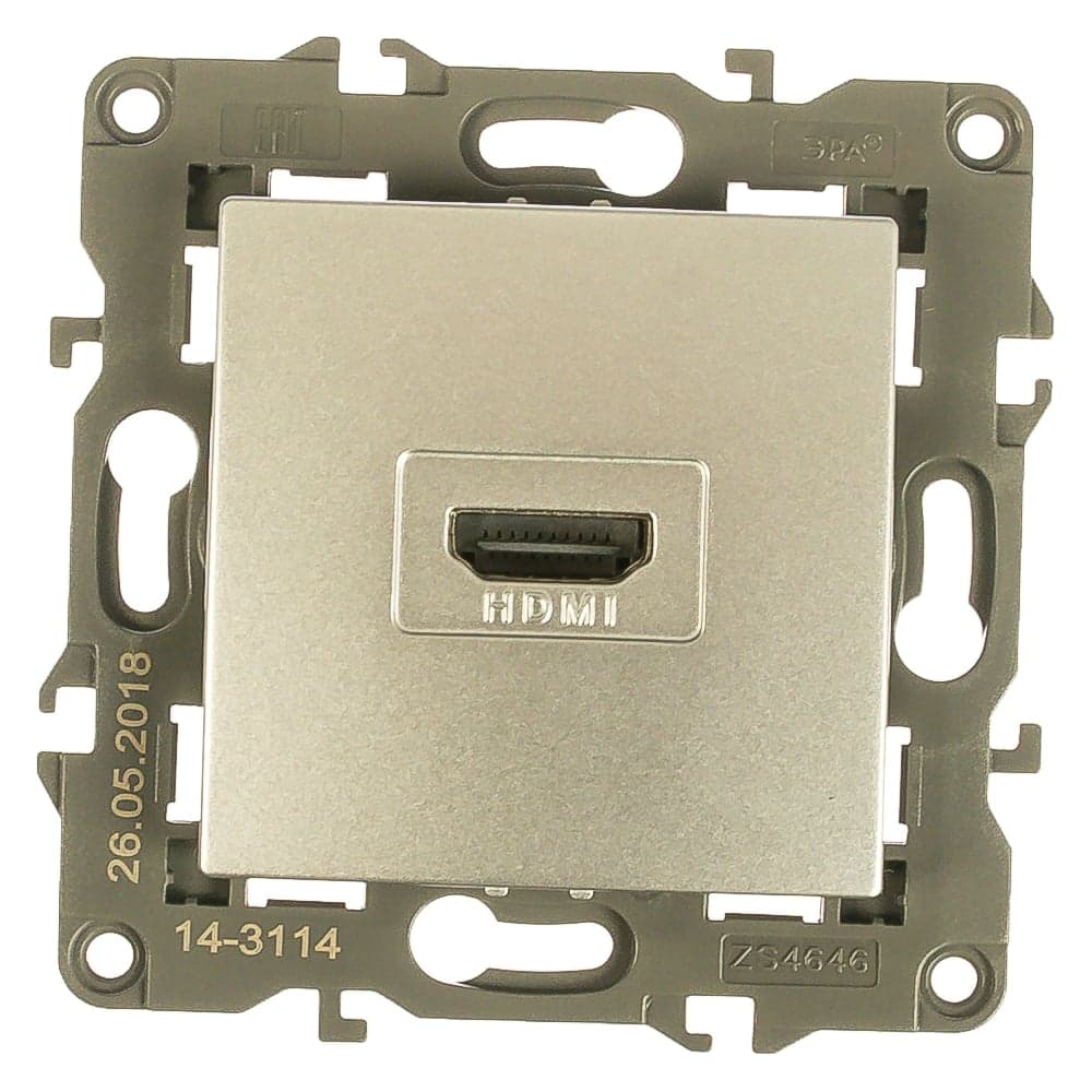Розетка HDMI ЭРА 14-3114-03 IP20, Elegance, алюминий Б0034334