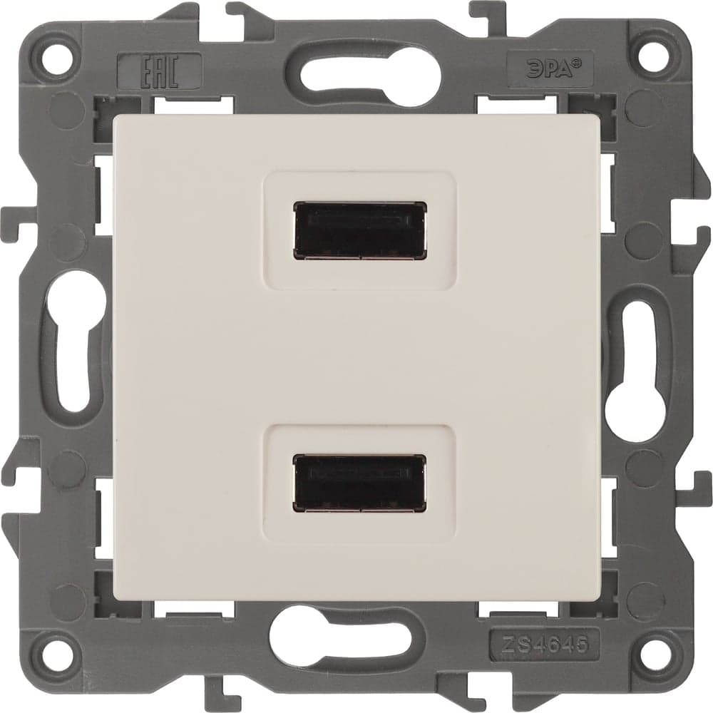 Зарядное устройство USB ЭРА 14-4110-02  230В/5В-2100мА, IP20, Elegance, слоновая кость Б0034359