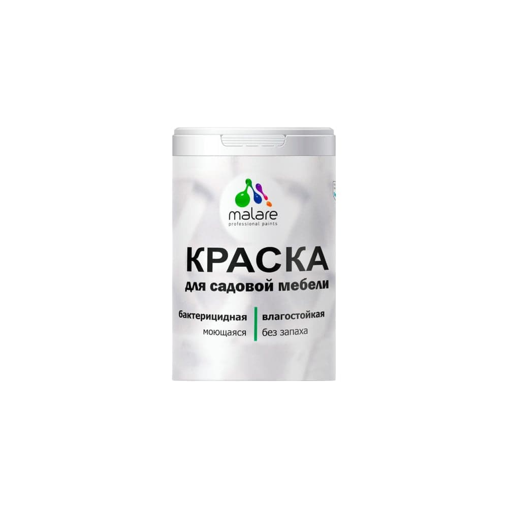 Акриловая краска MALARE для садовой мебели, по дереву, для наружных и внутренних работ, моющаяся без запаха матовая, морской риф, 2 кг. КСДМБАМОРМ0200