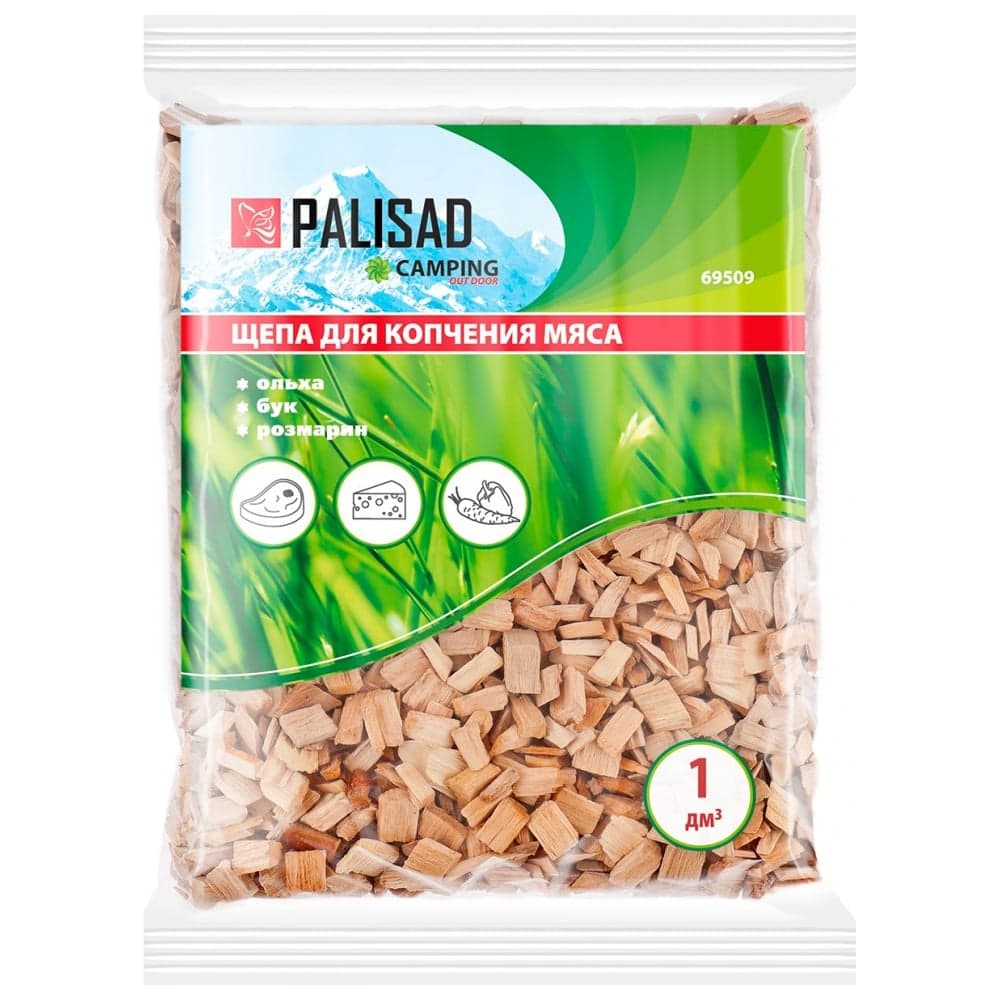 Щепа для копчения мяса PALISAD Camping ольха, бук, розмарин 69509