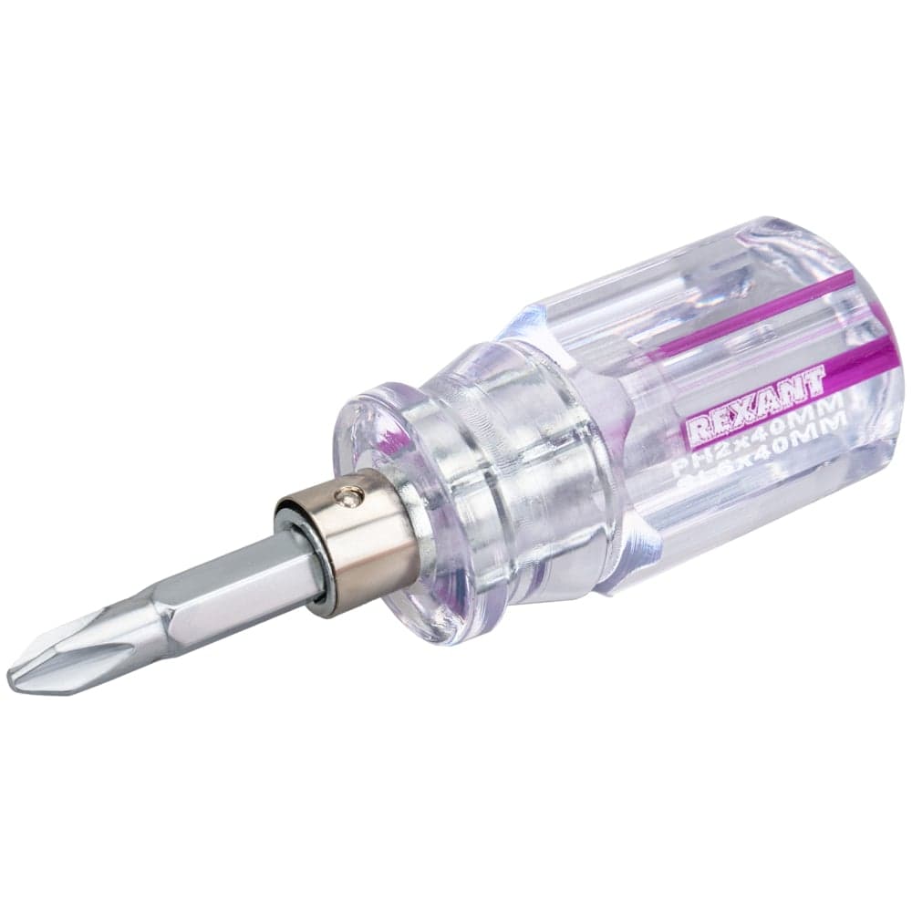 Комбинированная отвертка REXANT двухсторонний стержень PH2/SL6, 40 мм 12-4743