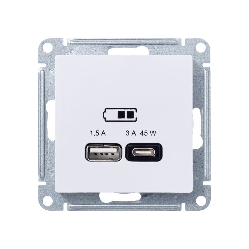 Розетка USB Systeme Electric AtlasDesign встраиваемая лотос USB-A/ Type-C (ATN001329)