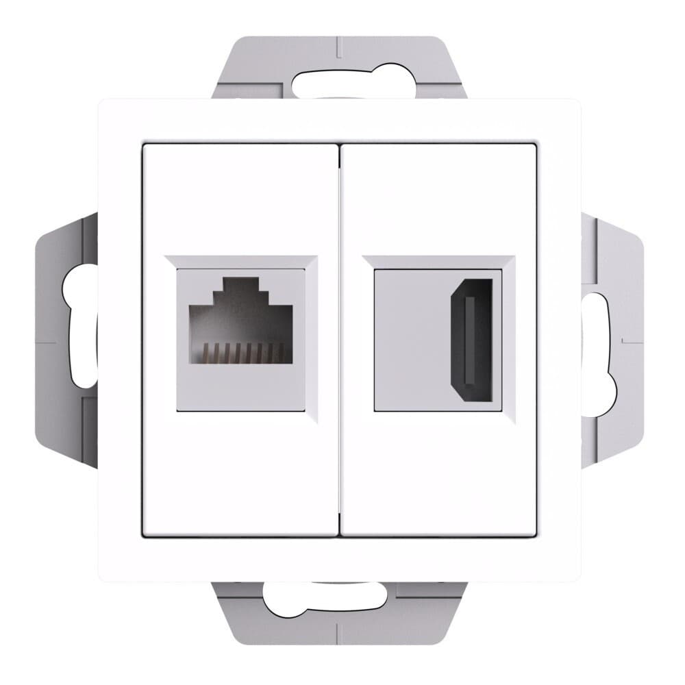 Розетка компьютерная Systeme Electric AtlasDesign встраиваемая белая HDMI/ RJ45 (ATN000182)