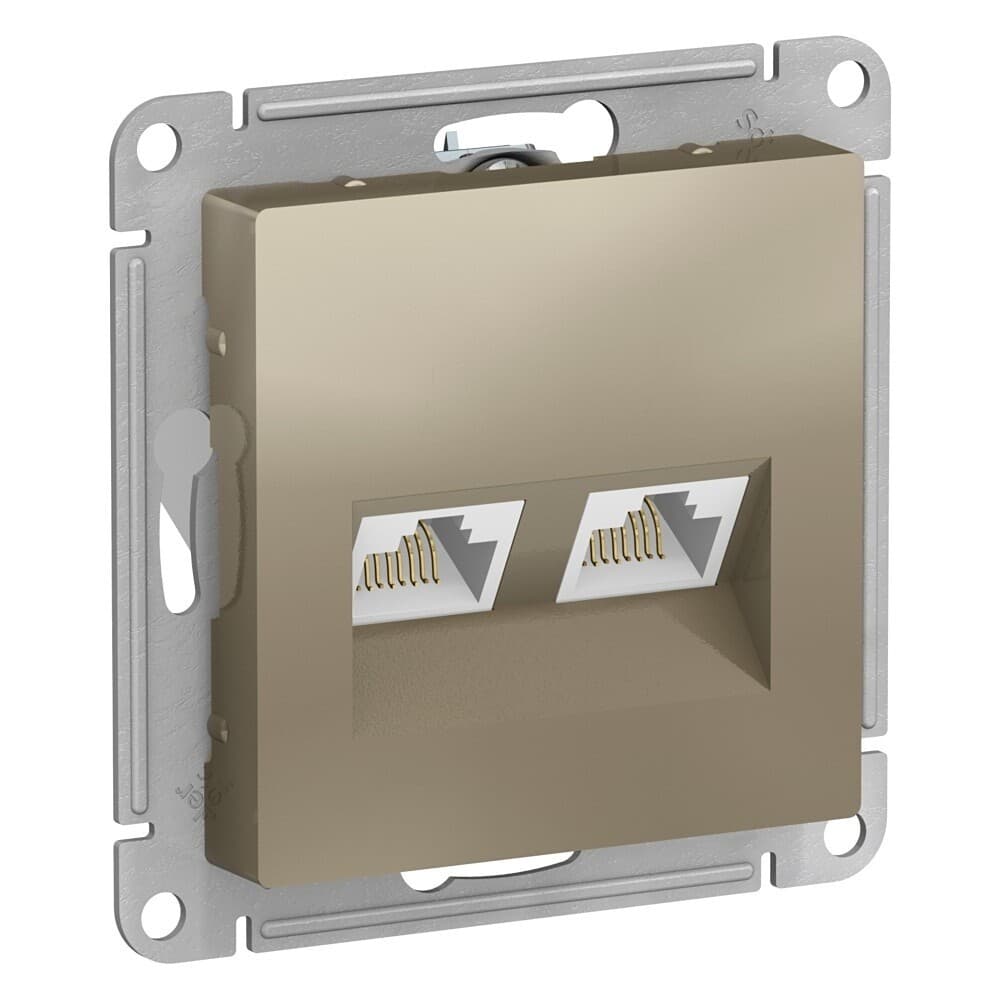 Розетка компьютерная Systeme Electric AtlasDesign встраиваемая шампань 2хRJ45 (ATN000585)