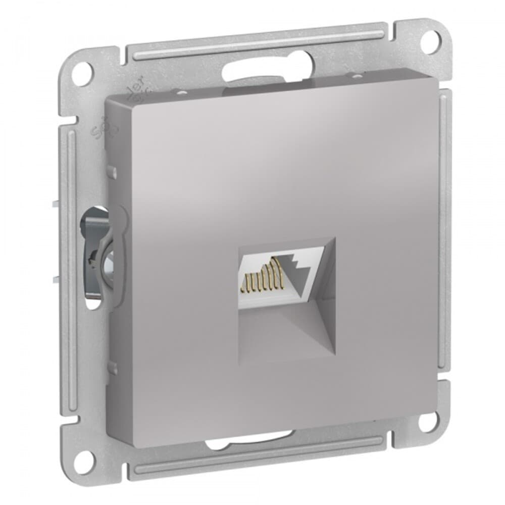 Розетка компьютерная Systeme Electric AtlasDesign встраиваемая алюминий RJ45 (ATN000386)