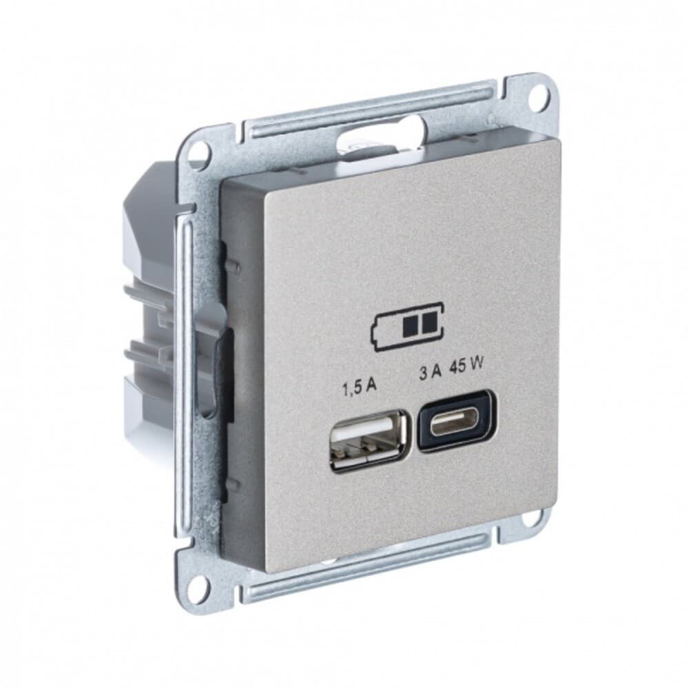 Розетка USB Systeme Electric AtlasDesign встраиваемая шампань USB-A/ Type-C (ATN000529)