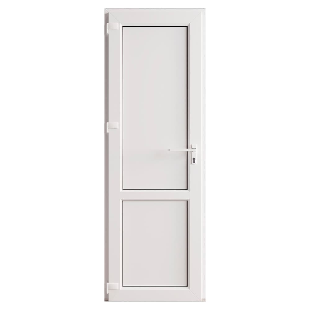 Металлопластиковая дверь VEKA 2050х700 мм алюминиевый порог белая левая глухая