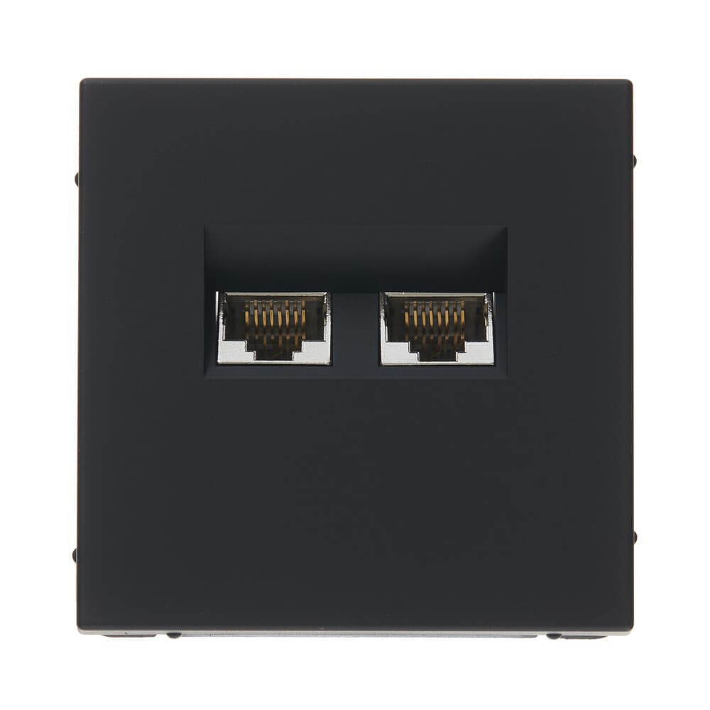 Розетка компьютерная Systeme Electric ArtGallery встраиваемая карбон 2хRJ45 (GAL001088)