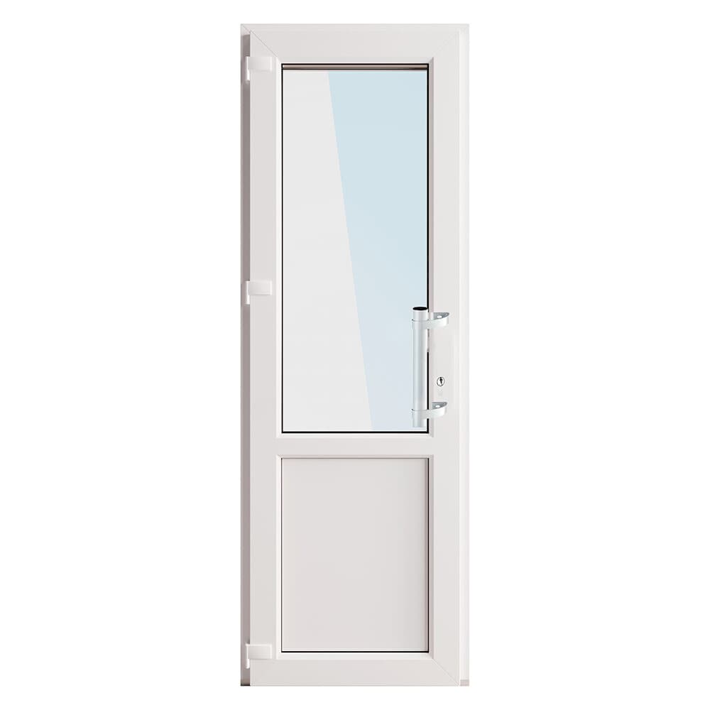 Металлопластиковая дверь VEKA 2050х800 мм алюминиевый порог белая левая стеклопакет