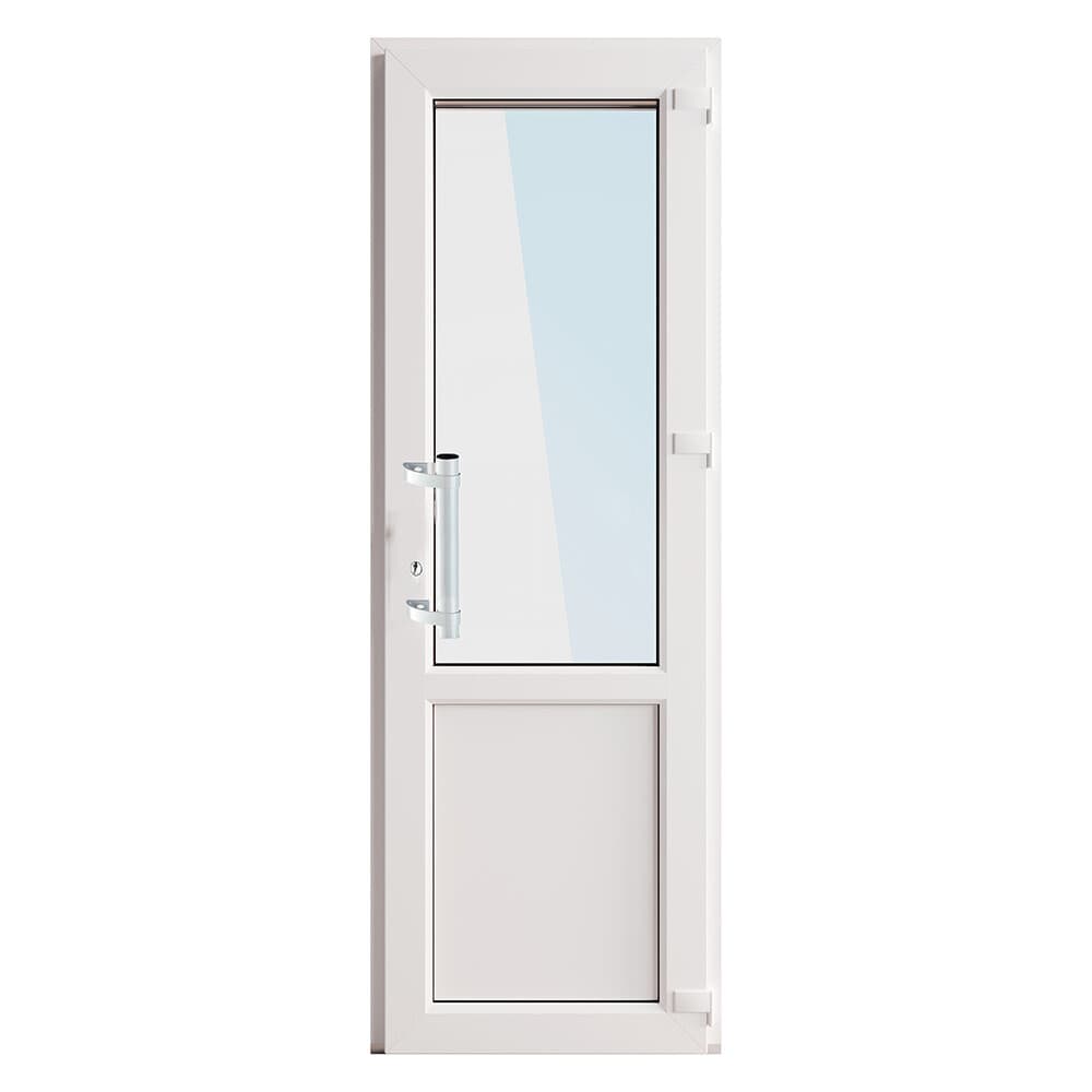 Металлопластиковая дверь VEKA 2050х800 мм алюминиевый порог белая правая стеклопакет