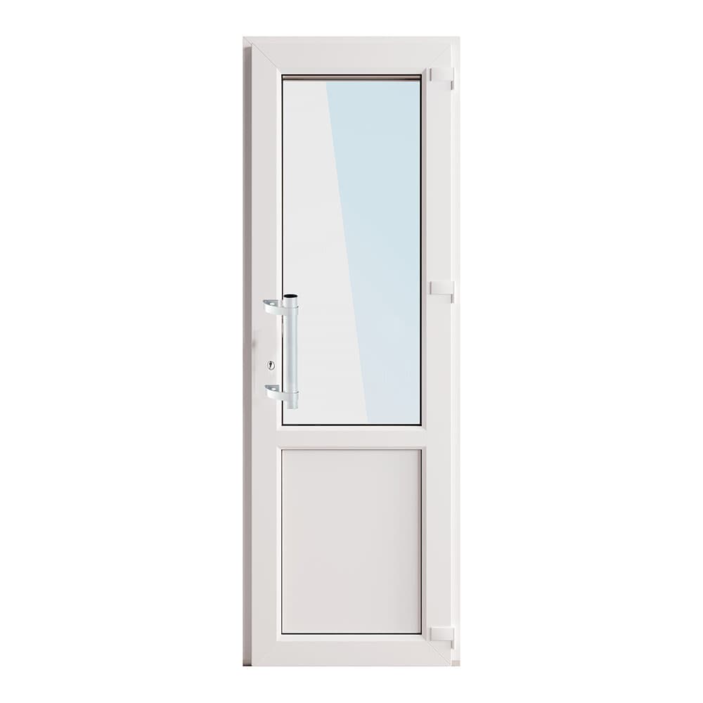Металлопластиковая дверь VEKA 2050х700 мм алюминиевый порог белая правая стеклопакет