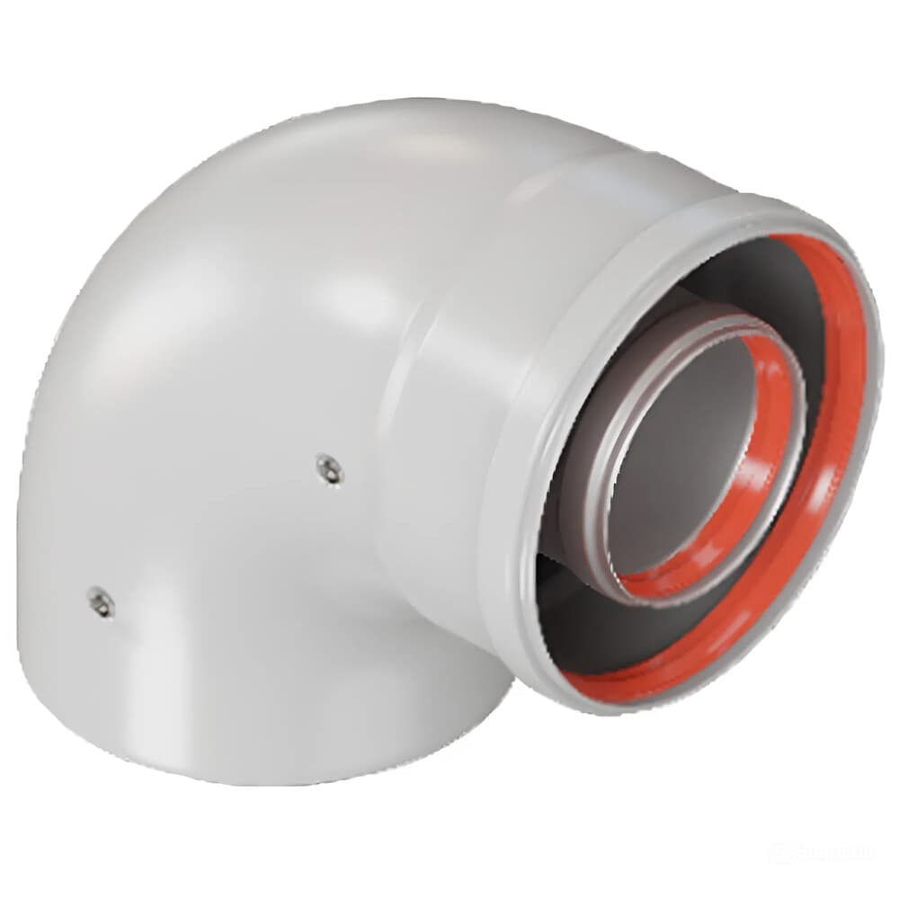 Отвод коаксиальный Rommer d60/100 мм 90° комплект