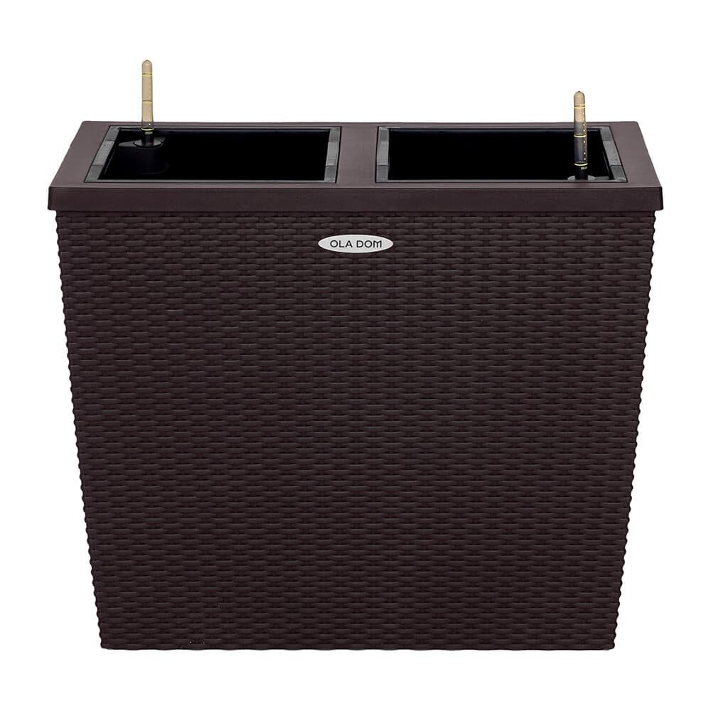 Кашпо декоративное Элластик-Пласт Rattan 655х328х560 мм с автополивом 28 л коричневое