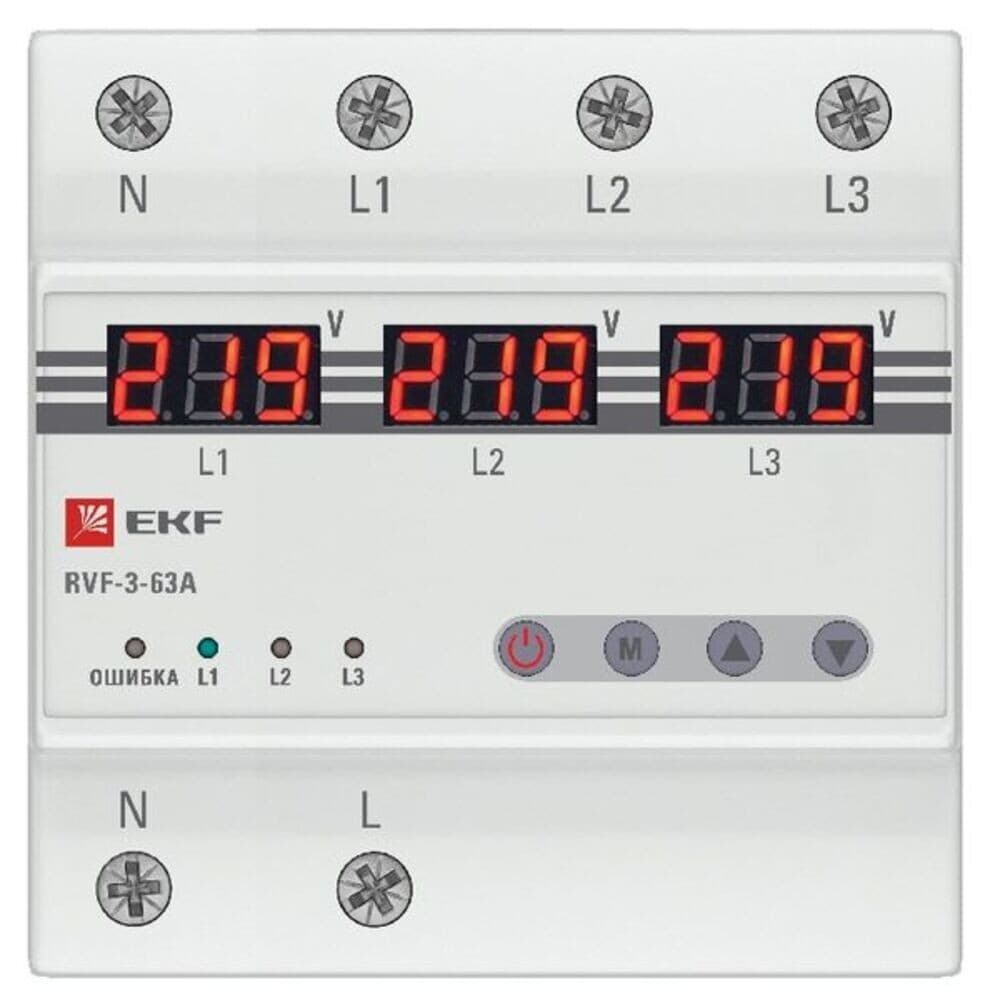 Реле выбора фаз с дисплеем EKF RVF-3-63А PROxima RVF-3-63a - 2