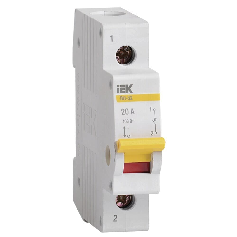 Выключатель нагрузки IEK Karat ВН-32 1P 20А 400 В на DIN-рейку (MNV10-1-020)
