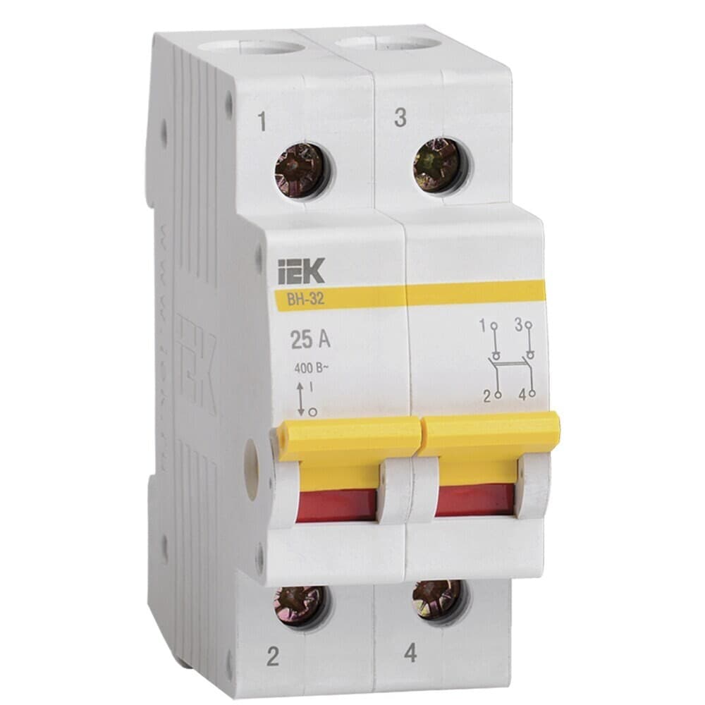 Выключатель нагрузки IEK Karat ВН-32 2P 25А 400 В на DIN-рейку (MNV10-2-025)