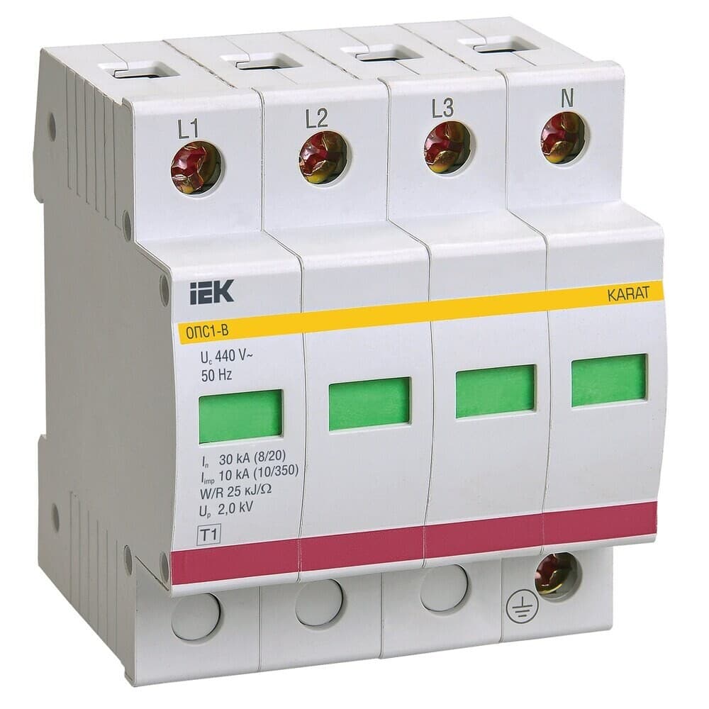 Ограничитель напряжения IEK Karat УЗИП ОПС1-B 400 В 4P (MOP20-4-B)