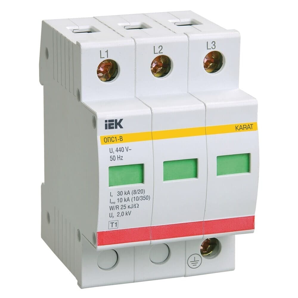 Ограничитель напряжения IEK Karat УЗИП ОПС1-B 400 В 3P (MOP20-3-B)