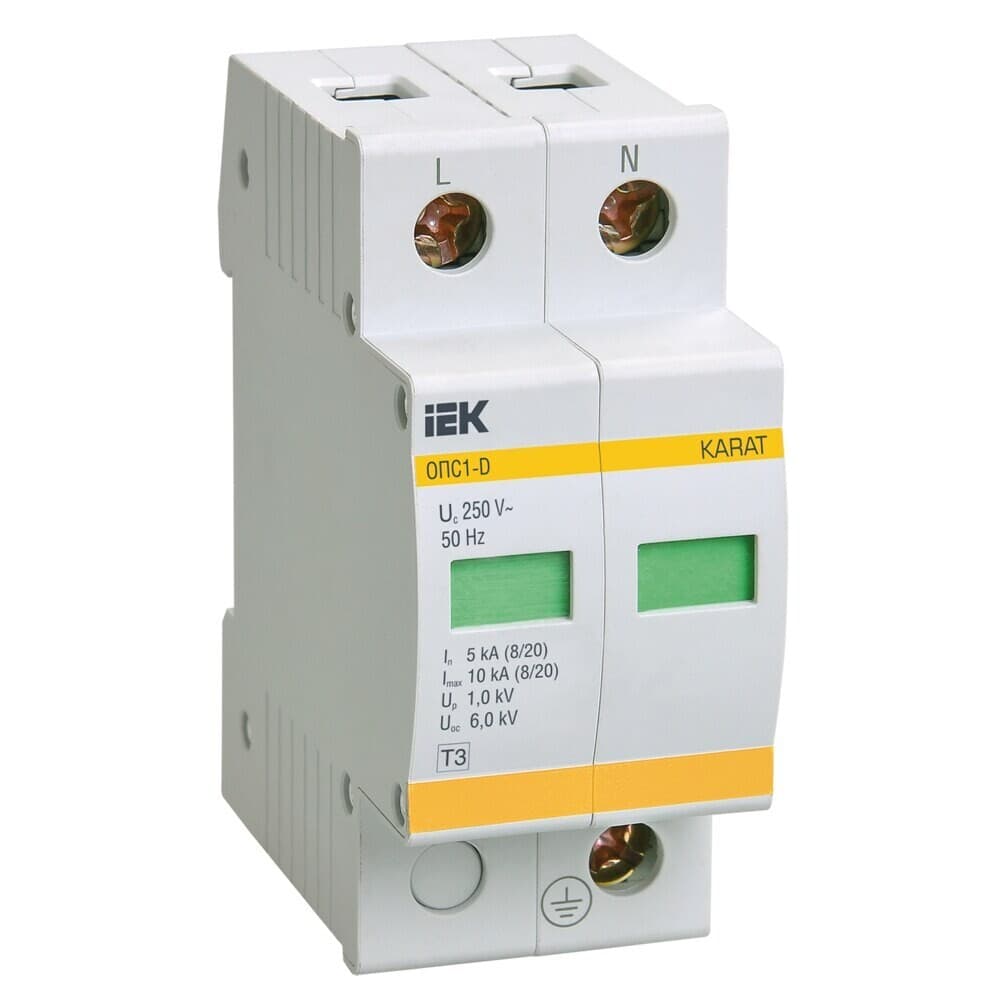 Ограничитель напряжения IEK Karat УЗИП ОПС1-D 230 В 2P (MOP20-2-D)