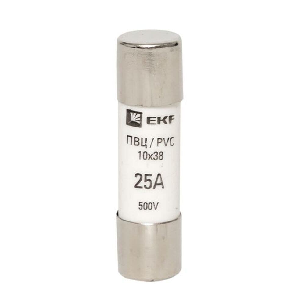 Вставка плавкая EKF ПВЦ 25А 50 кА 500 В цилиндрическая (pvc-10x38-25)