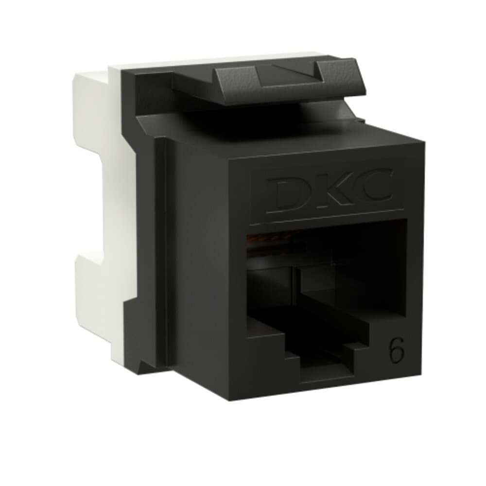 Переходник неэкранированный DKC Keystone 180 градусов RJ45 CAT6 UTP черный (12 шт.) (RNK6U180BK)