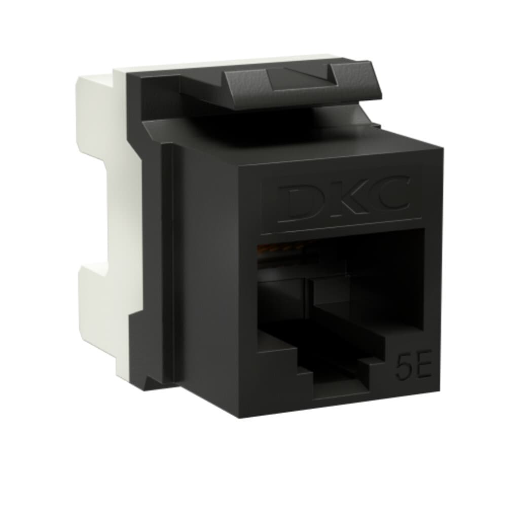 Переходник неэкранированный DKC Keystone 180 градусов RJ45 CAT5е UTP черный (12 шт.) (RNK5EU180BK)