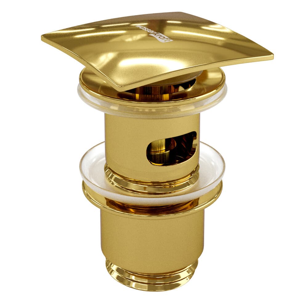 Донный клапан WasserKraft клик-клак G1 1/4 с переливом золото (A168)