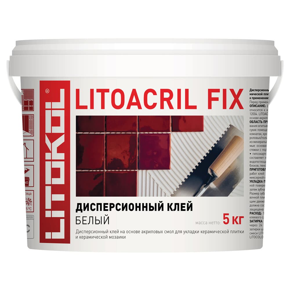 Пастообразный клей LITOKOL LITOACRIL FIX класс D1, 5 кг bucket 480910002 - 2