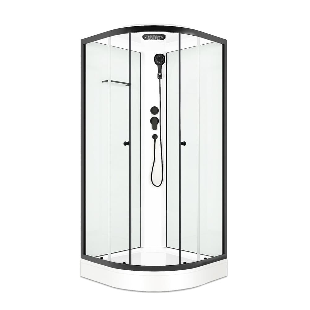 Душевая кабина Domani-Spa Delight Slim 80х80х218 см стекло прозрачное 4 мм с низким поддоном полукруг серые стенки