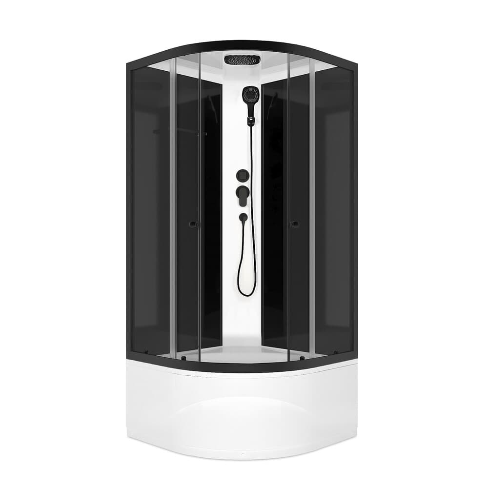 Душевая кабина Domani-Spa Delight Slim 90х90х218 см стекло прозрачное 4 мм с высоким поддоном полукруг