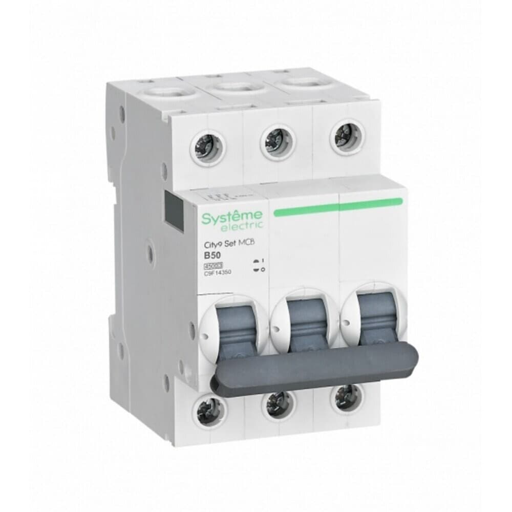 Автоматический выключатель модульный Systeme Electric City9 Set 3P 50А 4,5 кА 400 В (C9F14350)