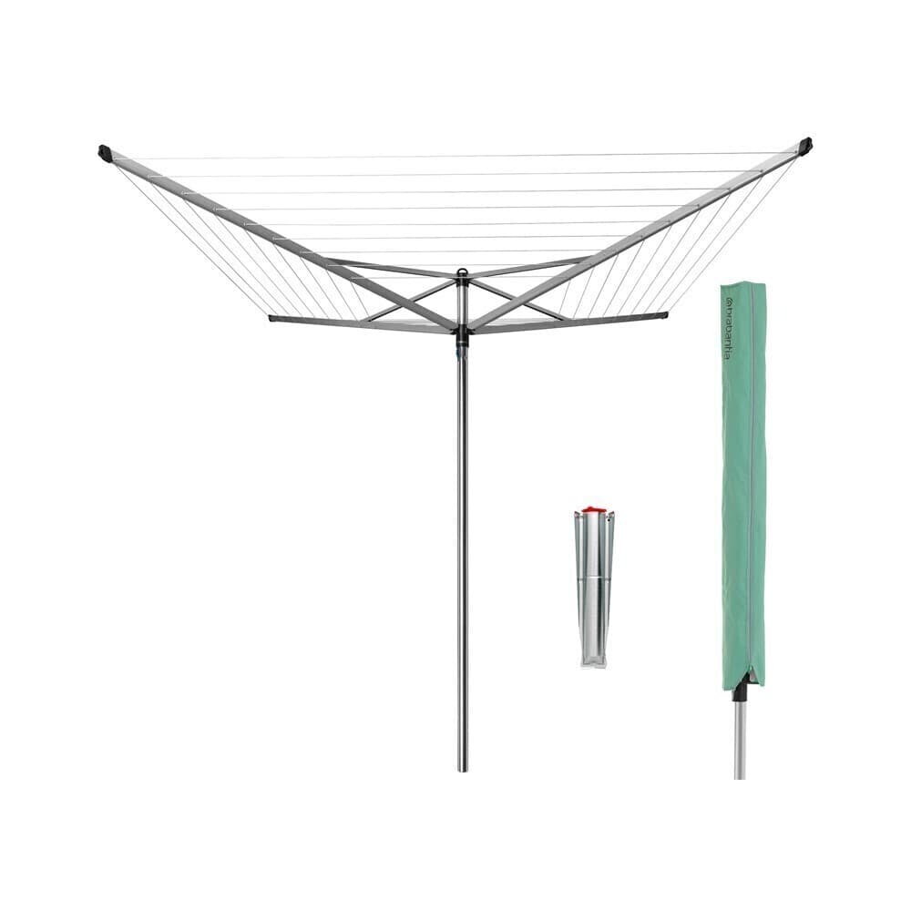 Сушилка для белья напольная уличная Brabantia Topspinner 50 м 1920х2950х2950 мм серая металлик
