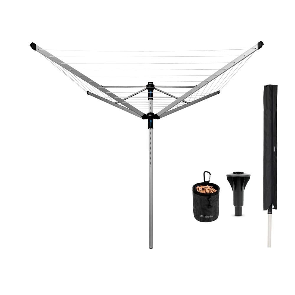Сушилка для белья напольная Brabantia Lift-O-Matic Advance 60 м 1970х3120х3120 мм с чехлом серая металлик