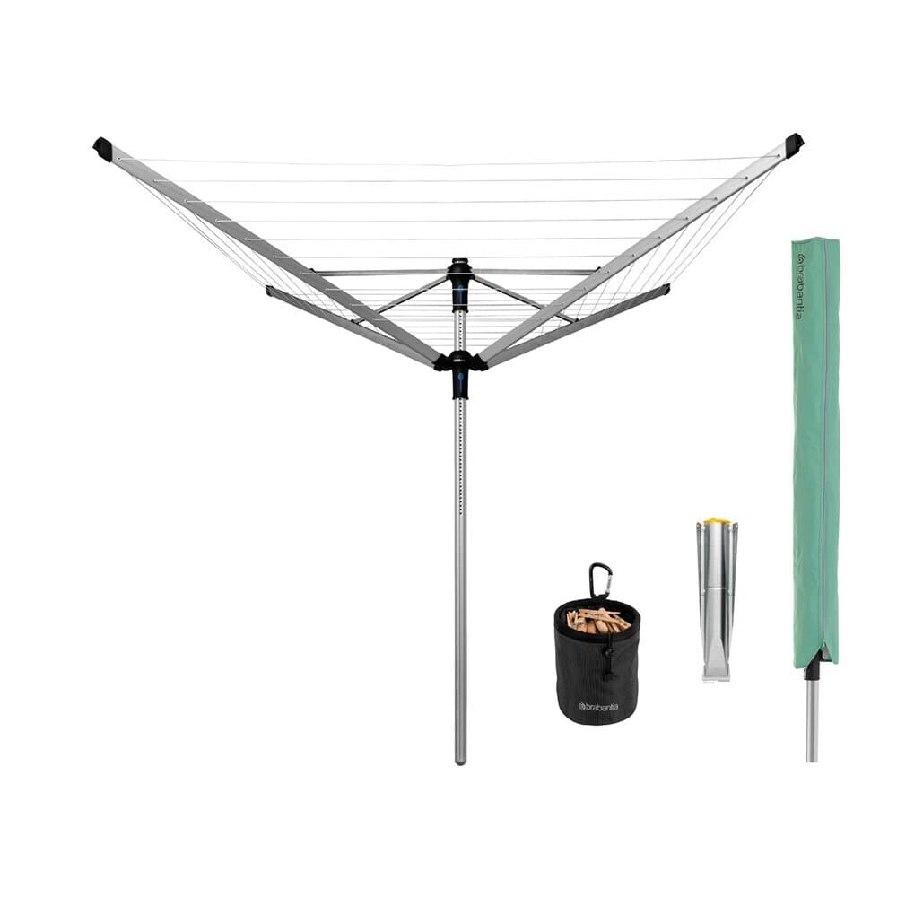 Сушилка для белья напольная Brabantia Lift-O-Matic Advance 50 м 1970х2900х2900 мм с чехлом мешком серая металлик