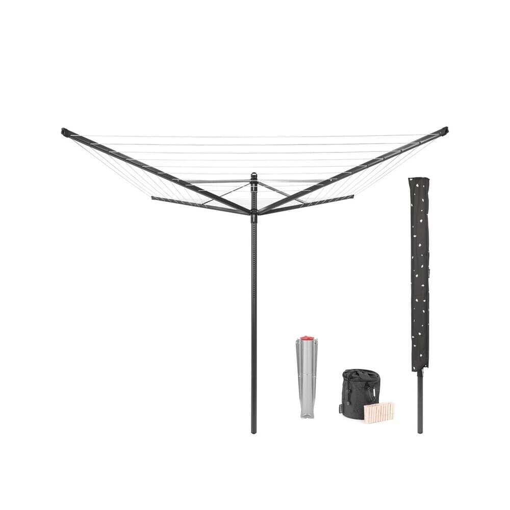 Сушилка для белья напольная уличная Brabantia Lift-O-Matic 50 м 1920х2950х2950 мм с чехлом мешком прищепками антрацит